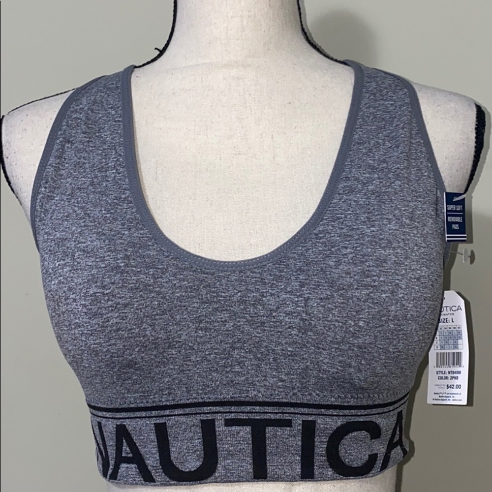 Nautica gray sports bra large banded